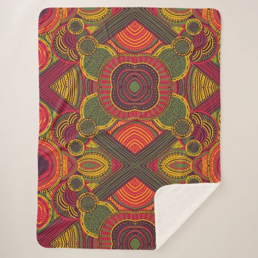 Kleurrijke Abstracte lijnen | Roze Paars geel groe Sherpa Deken (Voorkant)