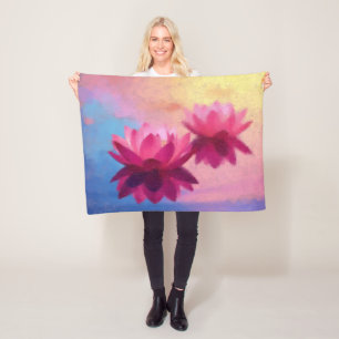 Kleurrijke Abstracte Lotus Flowers Fleece Deken