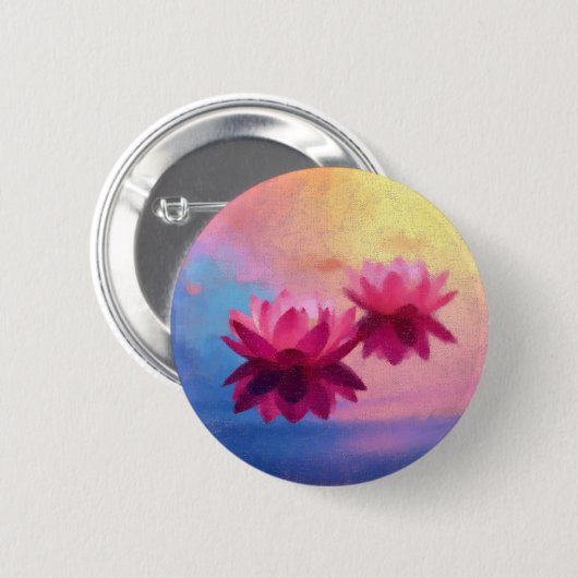 Kleurrijke Abstracte Lotus Flowers Ronde Button 5,7 Cm (Voorkant /achterkant)