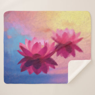 Kleurrijke Abstracte Lotus Flowers Sherpa Deken