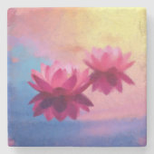 Kleurrijke Abstracte Lotus Flowers Stenen Onderzetter (Voorkant)