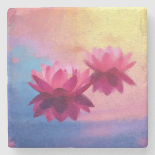 Kleurrijke Abstracte Lotus Flowers Stenen Onderzetter (Voorkant)