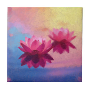 Kleurrijke Abstracte Lotus Flowers Tegeltje