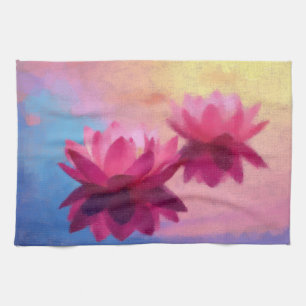 Kleurrijke Abstracte Lotus Flowers Theedoek