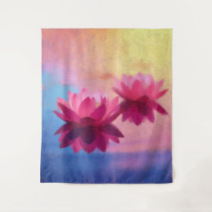 Kleurrijke Abstracte Lotus Flowers Wandkleed