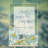 Kleurrijke abstracte madeliefje Frosted bruiloft W Acryl Bord (Neutraal)