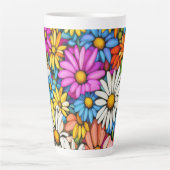 Kleurrijke Abstracte madeliefjes #444 Latte Mok (Voorkant)