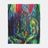 Kleurrijke Abstracte Man olie op Canvas Fleece Deken (Voorkant)