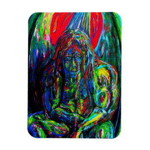 Kleurrijke Abstracte Man olie op Canvas Magneet