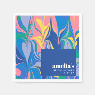 Kleurrijke Abstracte Marmer Blauwe Douane Bruidsdo Servet