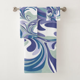 Kleurrijke Abstracte Marmering in OceaanBlauw Bad Handdoek