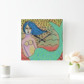 Kleurrijke Abstracte Mermaid Art Square Wall klok (Huis)
