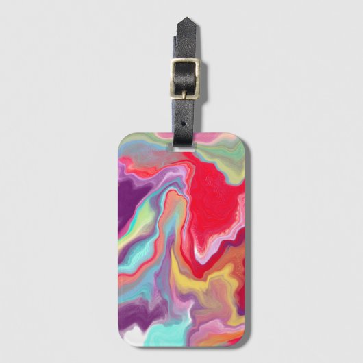 Kleurrijke Abstracte moderne digitale kunstmarmer Bagagelabel (Voorkant (verticaal))