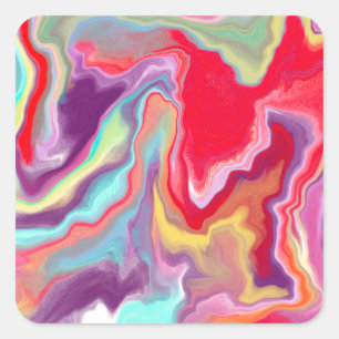 Kleurrijke Abstracte moderne digitale kunstmarmer Vierkante Sticker
