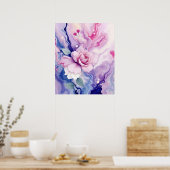 Kleurrijke Abstracte Moderne Kunst.Dromerig Roos o Poster (Keuken)