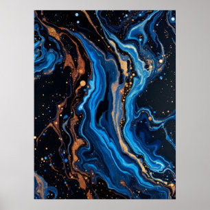 Kleurrijke Abstracte moderne kunst.Midnight Gold M Poster