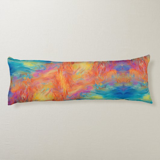 Kleurrijke Abstracte Moderne Kunst Monogram INITIA Lichaamskussen (Achterkant)