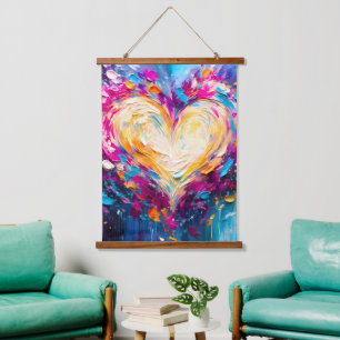 Kleurrijke Abstracte Moderne Liefdeshart Hangend Wandkleed