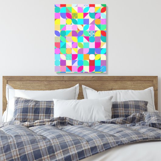 Kleurrijke abstracte moderne vormgeving canvas afd (Insitu (Slaapkamer))