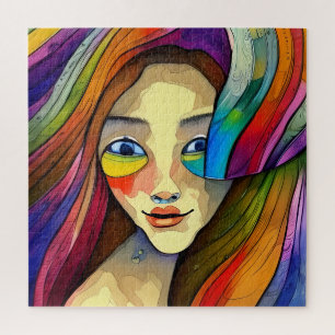 Kleurrijke Abstracte Mooie Meisjes Kunstzinnig Legpuzzel