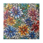 Kleurrijke Abstracte mozaïekbloemen Tegeltje (Voorkant)