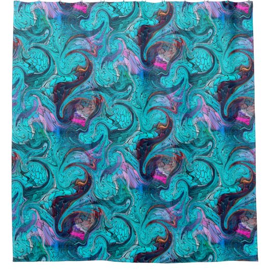 Kleurrijke Abstracte mozaïekzeemeermin of drakensc Douchegordijn (Voorkant)