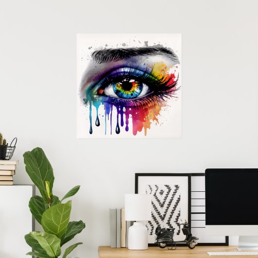 Kleurrijke Abstracte ogen Poster (Thuiskantoor)