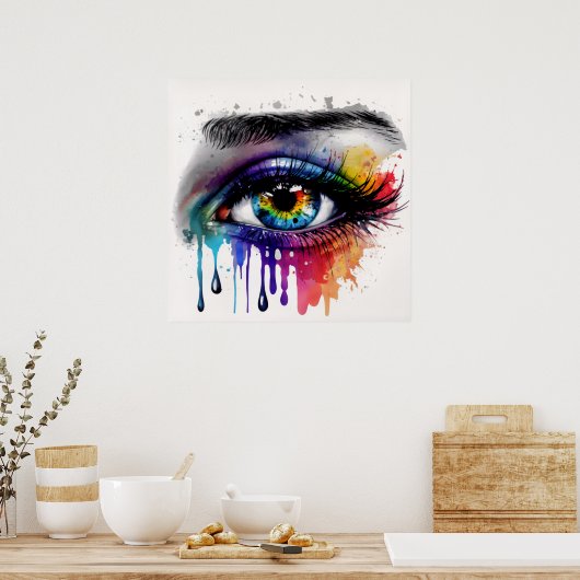 Kleurrijke Abstracte ogen Poster (Keuken)