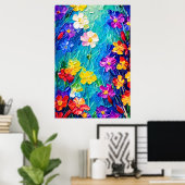 Kleurrijke Abstracte olie Schilderen van lentevloe Poster (Thuiskantoor)