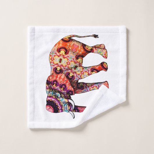 Kleurrijke abstracte olifant bad handdoek (Wasdoekje)