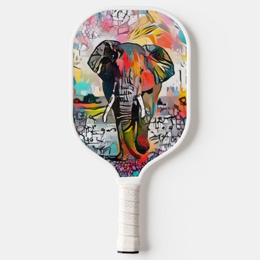 Kleurrijke Abstracte olifant Pickleball Paddle (Achterkant)