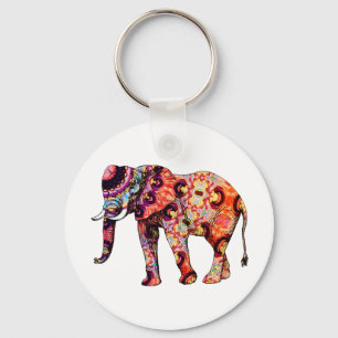 Kleurrijke abstracte olifant sleutelhanger