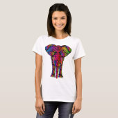 Kleurrijke Abstracte olifant Women's Basic T-Shirt (Voorkant volledig)