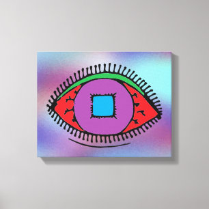 Kleurrijke Abstracte oogtekening Canvas Afdruk