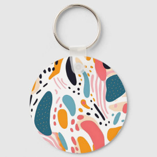 Kleurrijke Abstracte Organische Vormen Boho Patroo Sleutelhanger