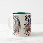 Kleurrijke Abstracte Paard Mok (Voorkant links)