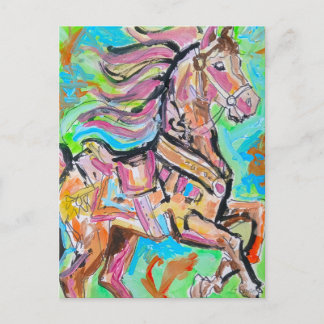 Kleurrijke Abstracte Paardenportret Ansichtkaart Briefkaart