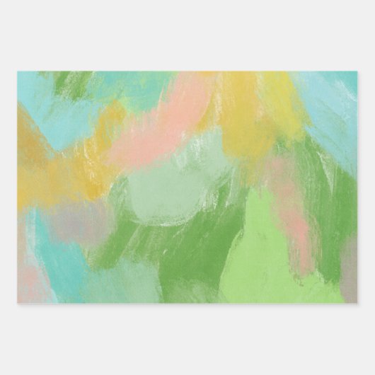 Kleurrijke Abstracte pastel roze Blauwgroen salie Inpakpapier Vel (Voorkant 2)