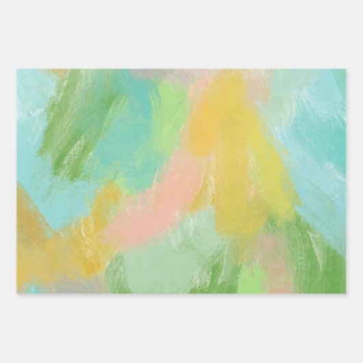 Kleurrijke Abstracte pastel roze Blauwgroen salie Inpakpapier Vel (Voorkant)
