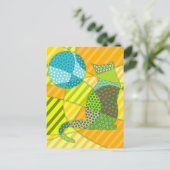 Kleurrijke Abstracte Patchwork Kat Briefkaart (Staand voorkant)