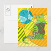 Kleurrijke Abstracte Patchwork Kat Briefkaart (Voorkant / Achterkant)