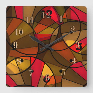 Kleurrijke abstracte patroonklok vierkante klok