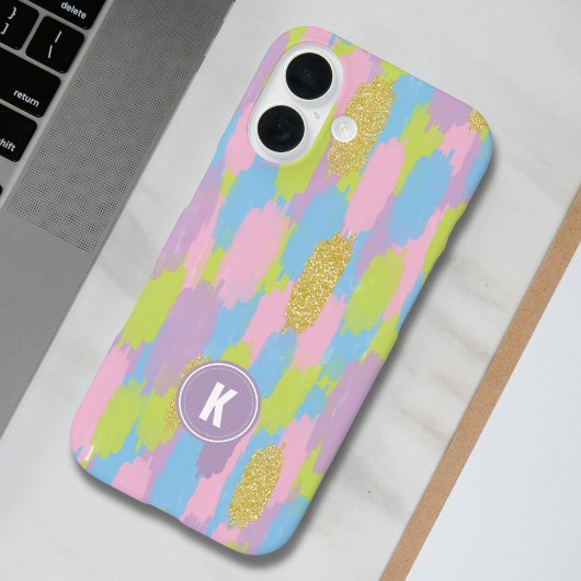 Kleurrijke Abstracte penseelstreken Patroon Monogr Case-Mate iPhone Case