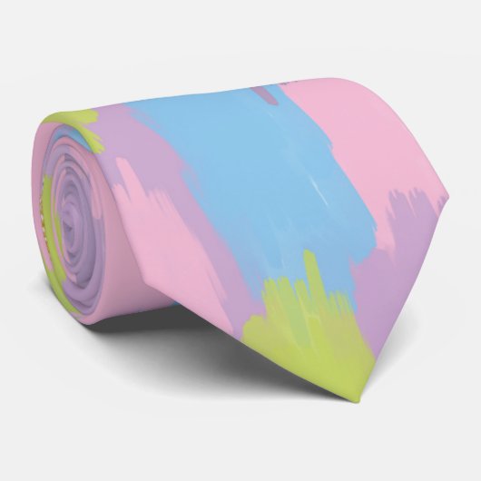 Kleurrijke Abstracte penseelstreken Patroon Monogr Stropdas (Opgerold)