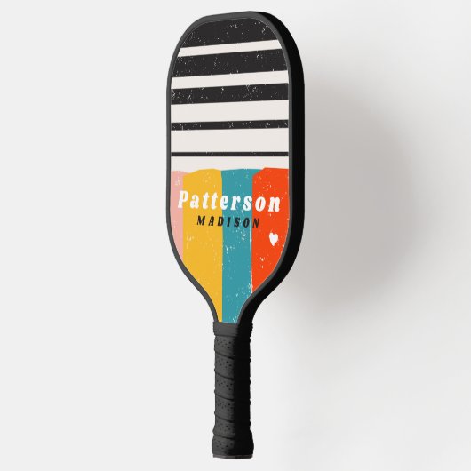 Kleurrijke Abstracte persoonlijke  naam uit de mid Pickleball Paddle (Links)