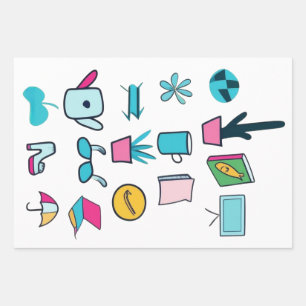 Kleurrijke Abstracte pictogrammen met alledaagse i Inpakpapier Vel