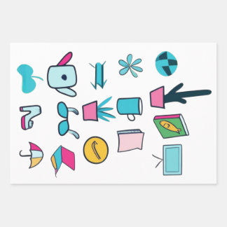 Kleurrijke Abstracte pictogrammen met alledaagse i Inpakpapier Vel