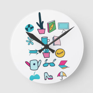 Kleurrijke Abstracte pictogrammen met alledaagse i Ronde Klok