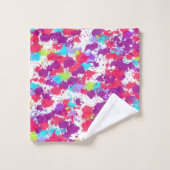 Kleurrijke Abstracte plakband verf, rood en Paars Bad Handdoek (Wasdoekje)