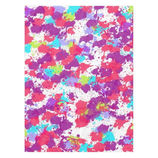 Kleurrijke Abstracte plakband verf, rood en Paars Tafelkleed (Voorkant)